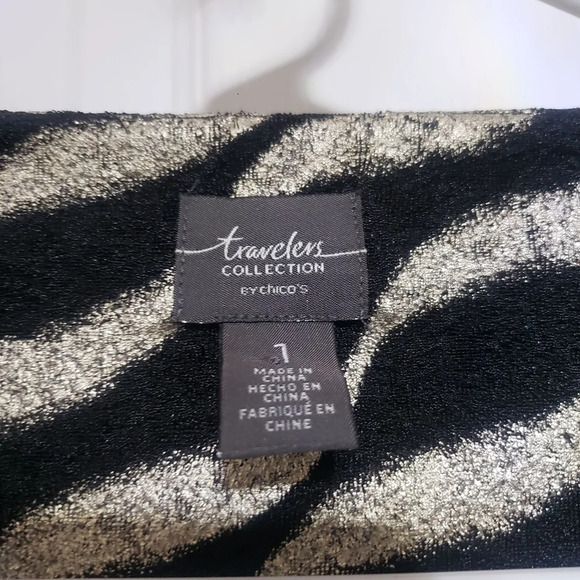 Chico's Travelers Metallic Wavy Stripped Asymmetrical Zip Up Jacket - Picture 5 of 6